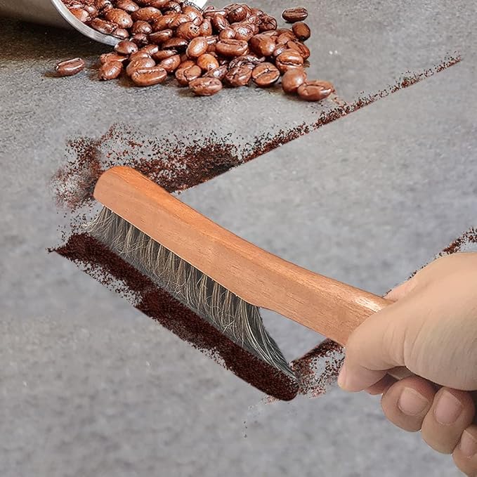 Counter Brush for Furniture, Drafting, Patio, Bed, Fireplace, Woodworking Cleaning, Horsehair Bristles Duster Wooden Handle Shop Brush, Hand Broom Brush - 2 Pack