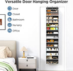 Mefirt Over The Door Organizer, 7 Tier Door Hanging Organizers with 7 Large Pockets 12 Side Pockets, Behind Door Storage Hanging Shelves for Closet Bathroom Bedroom Nursery