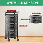 JAQ 3-Tier No Assembly Vegetable Storage Rack, Under Counter Rotating Fruit Basket with Wheels, Carbon Steel Kitchen Organizer for Potato Onion, Fruteros Para Cocina, Black