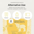 Grab Green Newborn Baby Dryer Sheets - Natural Scent Booster and Fabric Softener to Reduce Wrinkles and Static (Calming Chamomile Scent, 120 Sheets Total)
