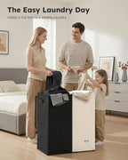 SOLEDI Large Double Laundry Hamper with Lid, Collapsible Clothes Hamper 2 section with Removable Bags, Space-Saving Laundry Basket for Bedroom, Dorm, College