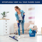 DSV Standard Floor Squeegee for Concrete Floor, 17.5" Large Floor Squeegee Broom for Floor, Heavy Duty Floor Squeegee for Tile Floor with 62" Handle for Garage, Deck, Bathroom, Window, Glass