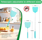 MYSTICHOME Fly Swatter 1 PCS, Durable Heavy Duty Plastic Fly Swatters, Stainless Steel Telescopic FlySwatter for Indoors/Outdoor/Kitchen/Garden (Blue)