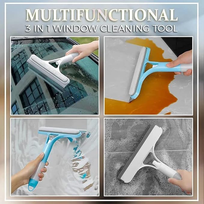 3 in 1 Spray Squeegee, Window Squeegee with Spray 3 in 1 Window Squeegee Cleaner, Easy to Clean Without Streaks for Car, Home, Kitchen Window (White)