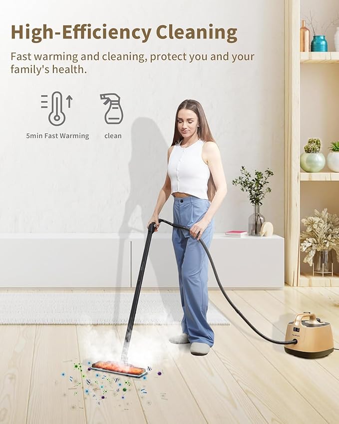 Steam Cleaner for Home, 293°F 58 PSI Powerful Multipurpose Handheld Steam Mop, 21 Attachments, 50Oz Capacity, Heavy Duty Steamer for Carpets, Floors, Cars, Tiles, Crack Cleaning, Turquoise