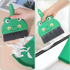 Green Small Dustpan and Brush Set Cute Mini Hand Broom and Dustpan Set Portable Durable Desktop Cleaning Supplies for Tabletop Debris Keyboards