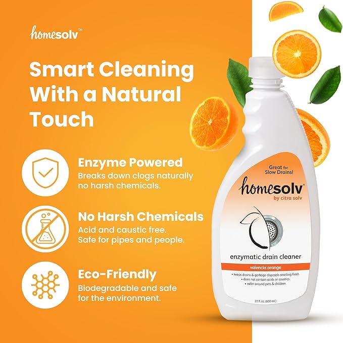 Enzyme Drain Cleaner and Deodorizer - Breaks Down Grease Build Up, Eliminating Odors and Smells, Septic Safe, Non-Caustic Sink Drain and Garbage Disposal Cleaner (22 Fl Oz 6 Pack)