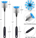 Stainless Steel Bottle Brush with Replaceable Head, 2 Pack Long Handle Scrubbing Brush for Water Bottles, Glasswares, Mugs, Flasks, Tumblers, Vases, and Kitchen Sink, 13 in - 15 in