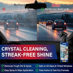 Car Glass Cleaner & Water Repellenet, Windshield Rain Repellent Streak-Free Water Spot Remover Hydrophobic Coating Protecting Against Stains Safe on Glass, Tinted Windows & Mirrors- Pack of 2