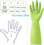 Rubber-Gloves Dishwashing Gloves for Cleaning-Kitchen - 2 Pairs Long Household Cleaning Gloves for Washing Dishes