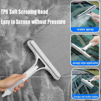 3 in 1 Window Cleaning Scraper, 3 in 1 Window Cleaner Squeegee, Scraper for Cleaning Windows, All-Purpose Window Squeegee with Sprayer for Glass, Wall, Kitchen, Car (White)