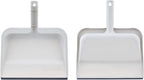 Superio Clip-On Dustpan with Rubber Lip - 10-inch Wide Durable Plastic Dust Pan with Comfort Grip Handle, White, 2-Pack