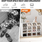 Garden 4 you Shoe Storage Bench, Cubby Shoe Rack with 16 Cubbies, 4-Tier Wood Shoe Rack Organizer, Shoe Organizer Cabinet for Entryway, Hallway, Closet and Garage, White