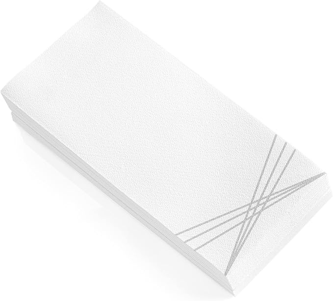 100 Pack Linen Feel Guest Paper Hand Towels | Disposable Super Absorbent Airlaid Paper Towels For Bathroom, Party, Weddings, Or Events | 12 x 17 Inches 1/6 Folded Decorative Design
