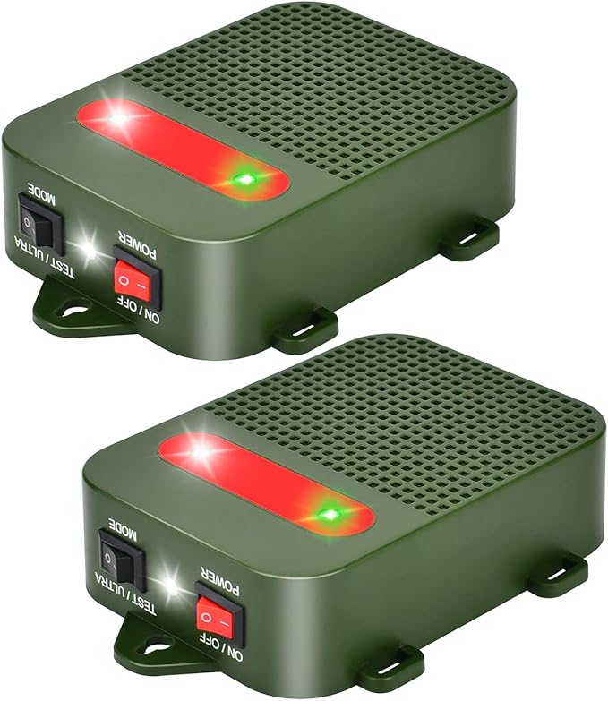 Battery Powered Rodent Repeller Ultrasonic Mouse Repellent for Car Engine Indoor Mice Rat Deterrent Squirrel Repeller for Attic Garage Home Vehicle Protection, 2 Pack