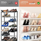 LANTEFUL 11 Tiers Tall Shoe Rack Holds 55 Pairs of Shoes with 18pcs Hooks Sturdy Wide Shoe Organizer Storage Free Standing Metal Shoe Shelf for Closet, Entryway White