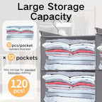 ALLTIDYUP Space-Saving Hanging Closet Storage Organizer – Dual-Row Foldable Shelves with 3 Hooks, 6-Tier Wardrobe Organizer for Dorm, Bedroom, Closet (Grey)