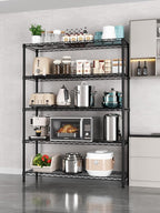 Golpart 5 Tier Adjustable Storage Shelves Heavy Duty Metal Utility Shelf 1750LBS Capacity Wire Shelving Unit Organizer Rack for Home Kitchen Garage Pantry Room 18" D x 46" W x 77" H Black