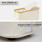 StorageWorks Toilet Paper Storage Baskets with Dual Flip Lids, Toilet Paper Organizer for Bathroom, Toilet Paper Container with Side Pocket, Holds 15 Mega or 20 Regular Rolls, Large, Beige