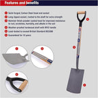 Spear & Jackson Neverbend Professional Digging Spade – Heavy-Duty Forged Carbon Steel Garden Spade for Tough Soil and Precision Digging