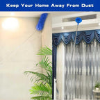 Cobweb Duster with Extension Pole, Washable Cleaning Duster Kit with 3 Duster Heads, Cobweb Duster, Corner Brush, 15-100 Inch Long Aluminum Telescoping Pole for Ceiling Fan (Blue)