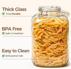 ComSaf 5L Square Glass Jars with Airtight Lids (1.3 Gallon, Set of 2), Space-Saving Canisters for Bulk Flour & Rice Storage, Ideal for Large-Batch Fermenting, Pickling & Kombucha