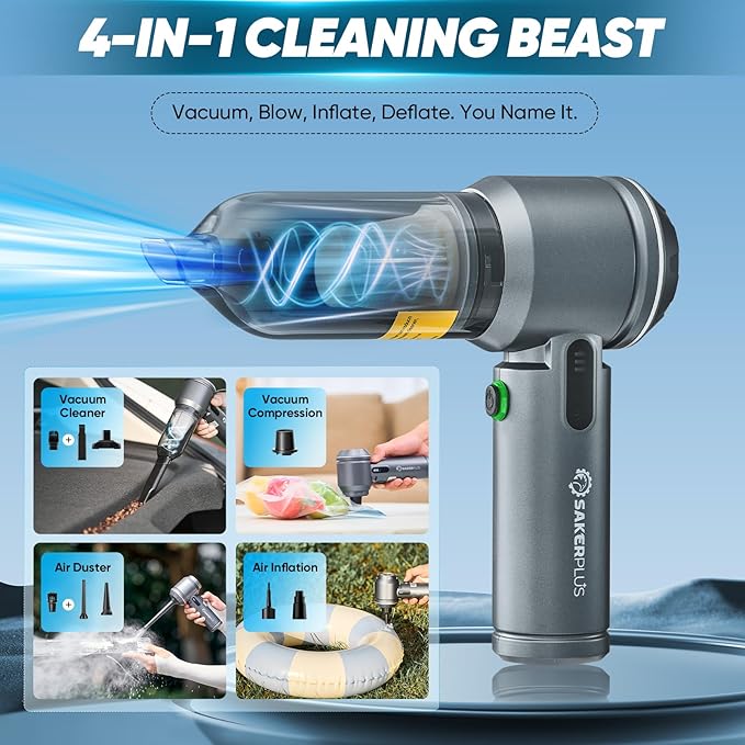 17500Pa Cordless Handheld Car Vacuum 4-in-1 Mini Vacuum Cleaner with LED Display 40min Runtime Multi Nozzles Rechargeable and Portable for Home,Office,Outdoor (Grey)