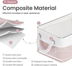 Storage Baskets for Shelves 11.8x7.9x5.2 Inch-Foldable Fabric Organizing Storage Bins with Handles, Closet & Bathroom Organizer, Home Storage for Kitchen, Office (3-Pack, White&Pink)