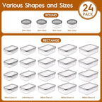48 PCS Food Storage Containers with Lids Airtight (24 Containers & 24 Lids), Leak proof Meal Prep Container Set for Kitchen Storage, BPA-free, PVC-free Plastic, Microwave/Dishwasher Safe, Labels & Pen