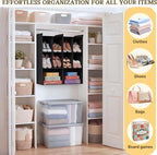 Ofiray-home 3 Tier Hanging Closet Organizer, 10 Compartments Sweater Organizer for Closet with 3 Sturdy Hooks, Closet Organizers and Storage, Wardrobe, Rv, Garment Rack, Black