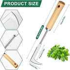 Weed Remover Tool 2-Piece with Wood Handle, Weeding Garden Tools for Gardening with Serrated Edge, Weed Puller for Removing Moss and Weeds, Weeding Tools for Dandelion