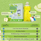 YUCO Dishwasher Detergent Sheets 100 Loads Liquid-Free Dish Soap Cleaner Strips Eco-Friendly No Plastic Dishwasher Pods Detergent Use in Dishwasher or Sink Leaving Dishes Sparkling Clean (Apple)