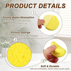 uxcell 20Pcs Cellulose Sponges, Round Kitchen Clean Sponges Non-Scratch Compressed Dish Scrubber for Kitchen Household Cookware Bathroom Cleaning & DIY, Gold