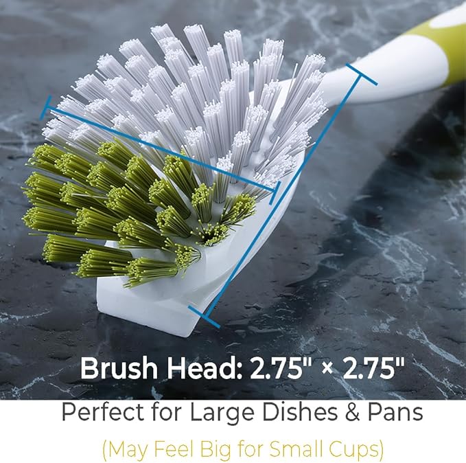 Dish Brush, Dish Scrubber & Kitchen Scrub Brush for Dishes, Pots, Pans, Sink, Cast Iron, Yellow-Green 2 Pack