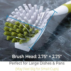 Dish Brush, Dish Scrubber & Kitchen Scrub Brush for Dishes, Pots, Pans, Sink, Cast Iron, Yellow-Green 2 Pack