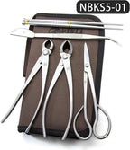 Small Size TianBonsai Bonsai Tools 5-Piece Alloy Steel Bonsai tool Kit In Cluding 180mm Long Handle Scissors / 180mm Branch Cutter / 180mm Knob Cutter / 200mm Straight Root Hook / Tweezers (NBKS5-01)