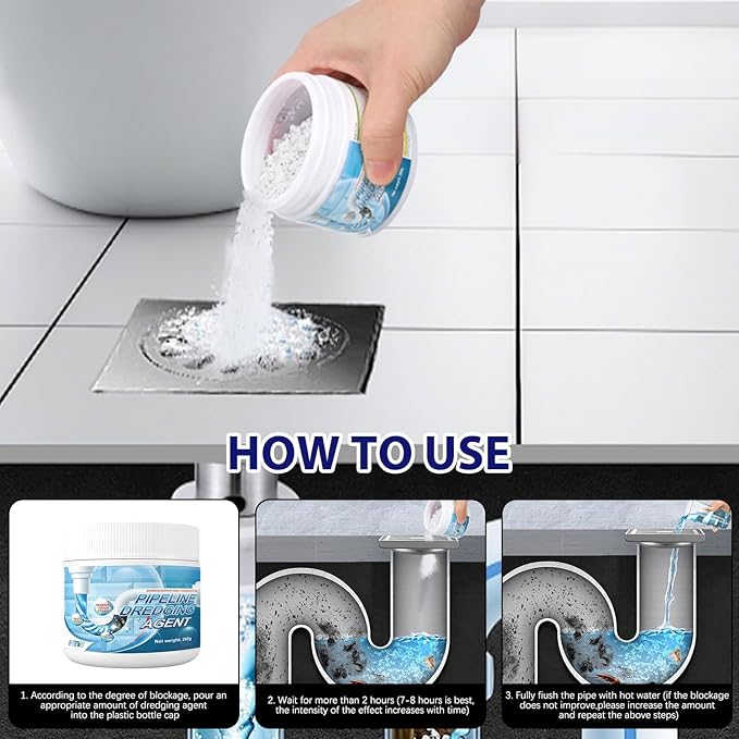 2Pcs Powerful Drain Opener, Pipeline Dredging Agent, New Sink Drain Cleaner, Wild Tornado Pipe Dredge, Upgrade Pipes Cleaning Tool for Kitchen & Bathroom Quick Cleaning, Fast Acting Toilet Unclogger