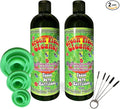 Green Piece® Glass Cleaner (Made in USA) - 2 of the 16 oz bottles with a Set of 3 Silicone Plugs and a 5 Piece Mini Metal Nylon Brush