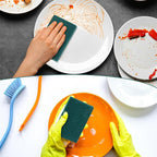 Hoolerry 50 Pcs Heavy Duty Scouring Pads Non Scratch Household Scrub Pads for Cleaning Reusable Pan Scrubber Anti Grease Scrubbing Pads for Dish Kitchen Metal Grills, 4.3 x 3 x 0.3 in (Green)