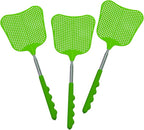 Wapodeai 3 pcs Fly Swatter, Fly Swatters Plastic Telescopic, Large Bug Swatter That Work for Indoor and Outdoor. (3 Green)