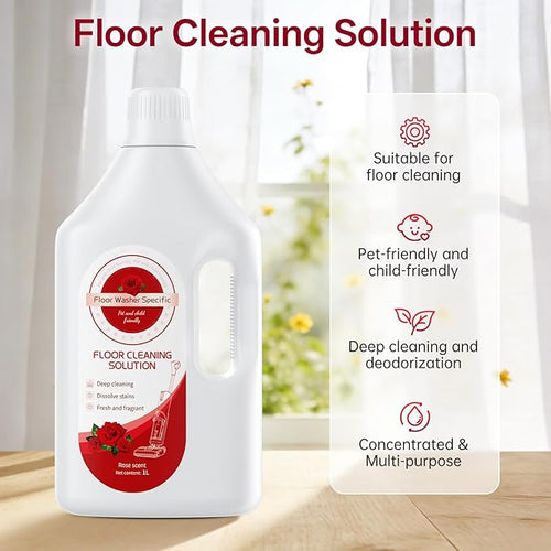 1L Floor Rose Cleaning Solution Compatible With Tineco/Bissell/Dreame And Shark, Fragrance Deodorization, Deep Cleans for Multiple Hard Floors, Suitable With Cordless Wet/Dry Vacuum Cleaner