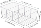 Vtopmart 6 Pack Food Storage Organizer Bins, Clear Plastic Bins for Pantry, Kitchen, Fridge, Cabinet Organization and Storage, 4 Compartment Holder Packets, Snacks, Pouches, Spice Packets