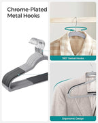 SONGMICS Clothes Hangers, Pack of 30 Plastic Coat Hangers, Space-Saving, Light Gray and Dark Gray UCRP30G