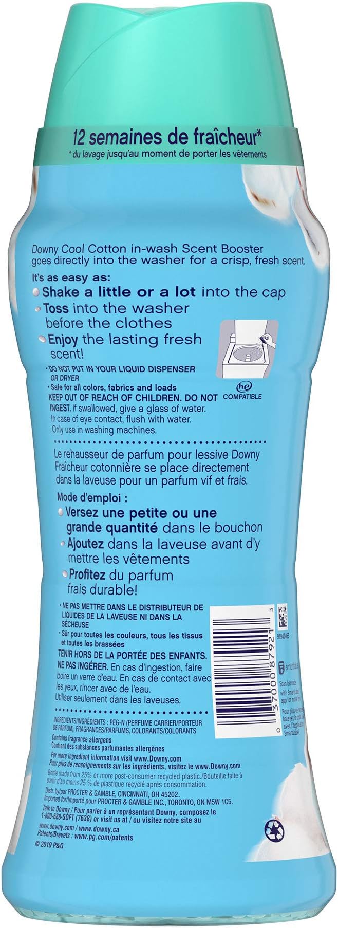 Downy In-Wash Scent Booster Beads, Cool Cotton, 14.8 Fl Oz