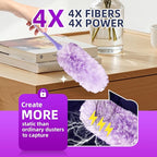 Duster Refills 20-Pack with 2 Handles ， Fits All Swiffer Handles ，4X Efficient for 360° Cleaning on Blinds, Ceiling Fans & Furniture