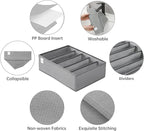 4 Packs T-shirt Drawer Organizers for Clothing,5 Grids Compartment Wardrobe Storage Box, Washable Clothes Organizer for Folded Clothes, T-shirt, Legging, Silk Scarve-Grey