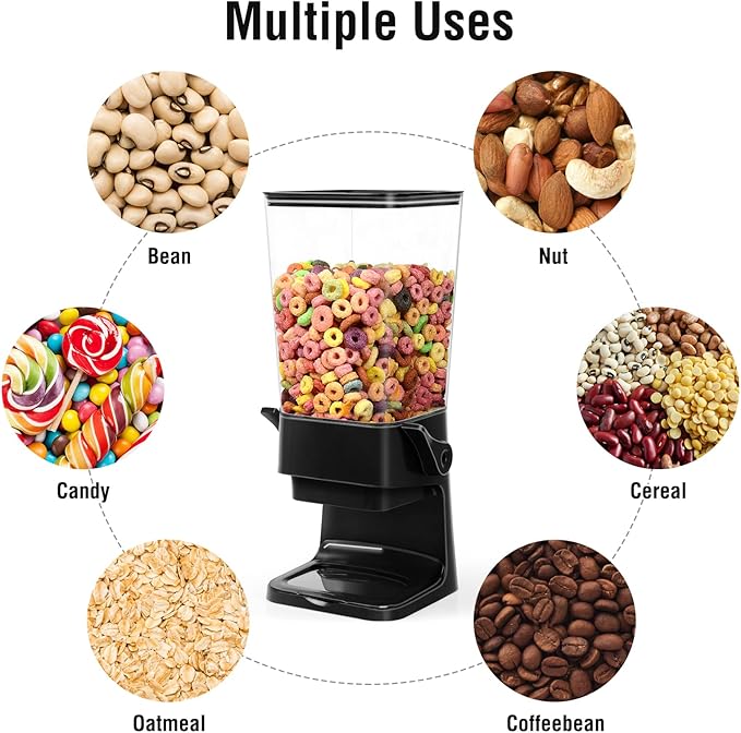 Cereal Dispenser Countertop with 4 Pack Bowls and Spoons 5.5 Qt Large Cereal Storage Container Holder for Pantry Dry Food Nut Dispenser Snack Candy Organizer Kitchen Organization for Oatmeal Granola