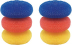 LOLA Jumbo 4" Plastic Mesh Scouring Pads, 6 Pack, Non-Scratch, Great for Pots, Dishwashing, Sinks, Appliances, Assorted Colors