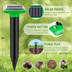 Solar Mole Repellent, Ultrasonic Gopher Repeller Outdoor, Solar Powered Waterproof Snake Repellent Deterrent Gopher Vole Snake Pest and Other Animals from Lawn Garden Yard Home(LightGreen, 6 Packs)