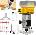 Cordless Wood Router Trimmer for Dewalt 20V Battery, 6 Speeds Wood Trimmer Set, 800W 30000 RPM Brushless Motor Hand Palm Router with 15pcs 1/4"Shank Router Bits for Woodworking,Slotting(NO Battery)